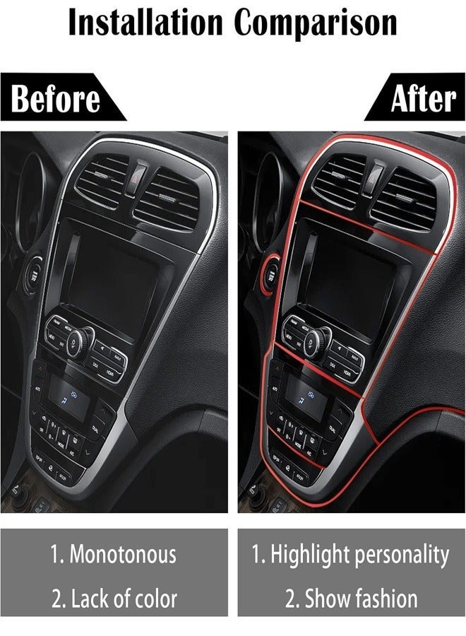 شرائط تزيين داخلية للسيارة بطول 16.4 قدم، مطلية بالكهرباء، لتزيين الأبواب ولوحة القيادة، ملحقات تزيين داخلية مرنة مع أداة تركيب - Image 4